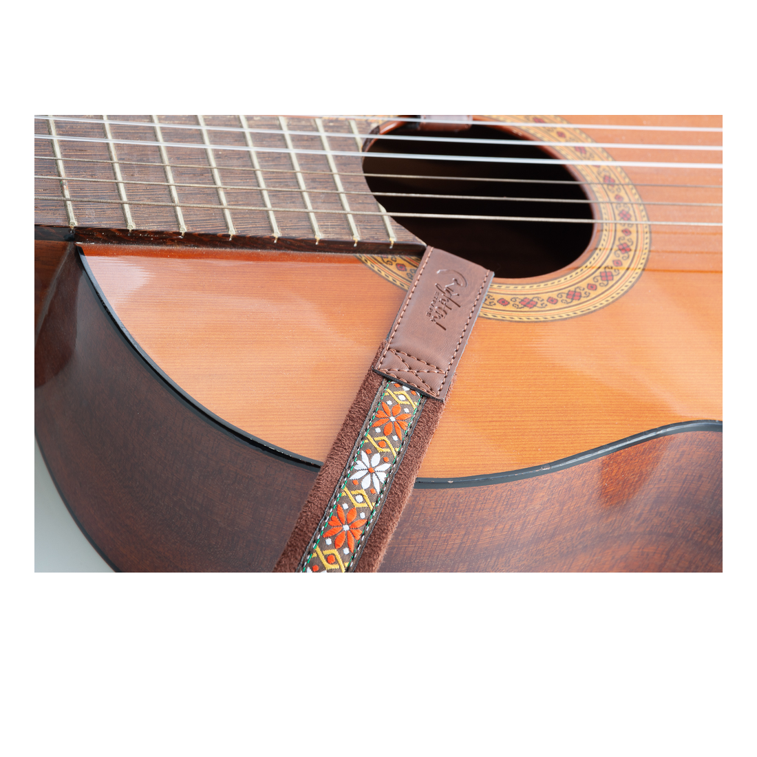 Right On Straps HOOK Classical Dual-Hook-Rumba Brown Classical Guitar Strap
