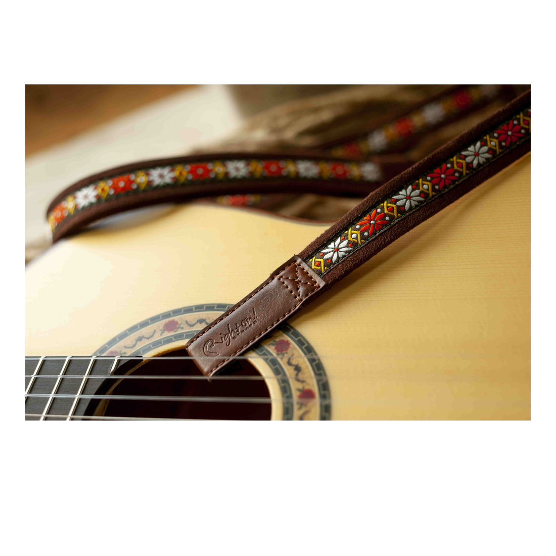 Right On Straps HOOK Classical Dual-Hook-Rumba Brown Classical Guitar Strap