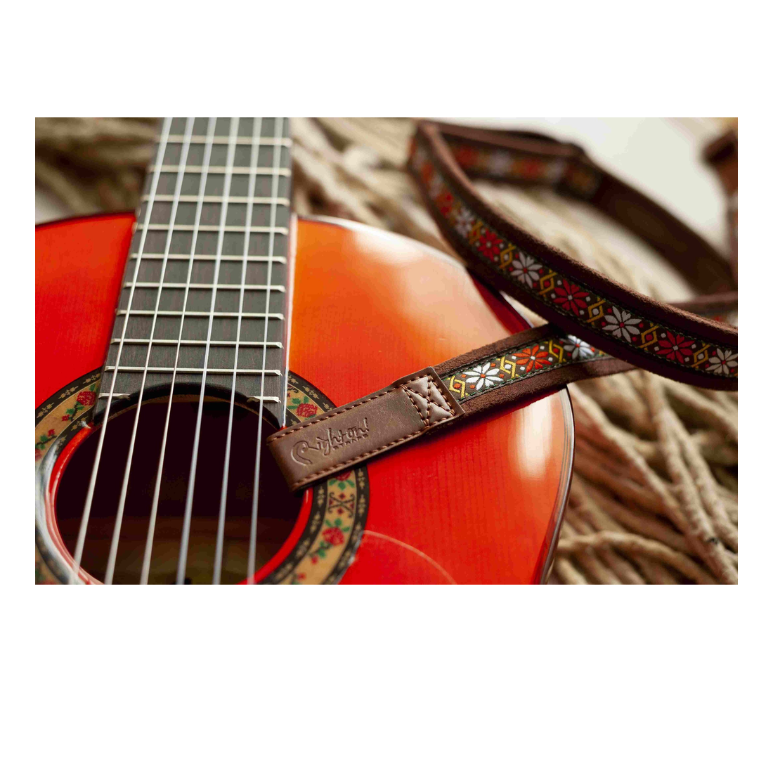 Right On Straps HOOK Classical Dual-Hook-Rumba Brown Classical Guitar Strap