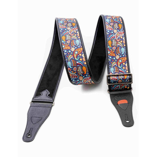 Right On Straps TALISMAN KASHMIR Blue Guitar Strap