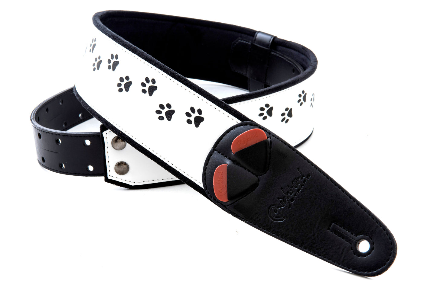 Right On Straps MOJO Cat White Guitar Strap