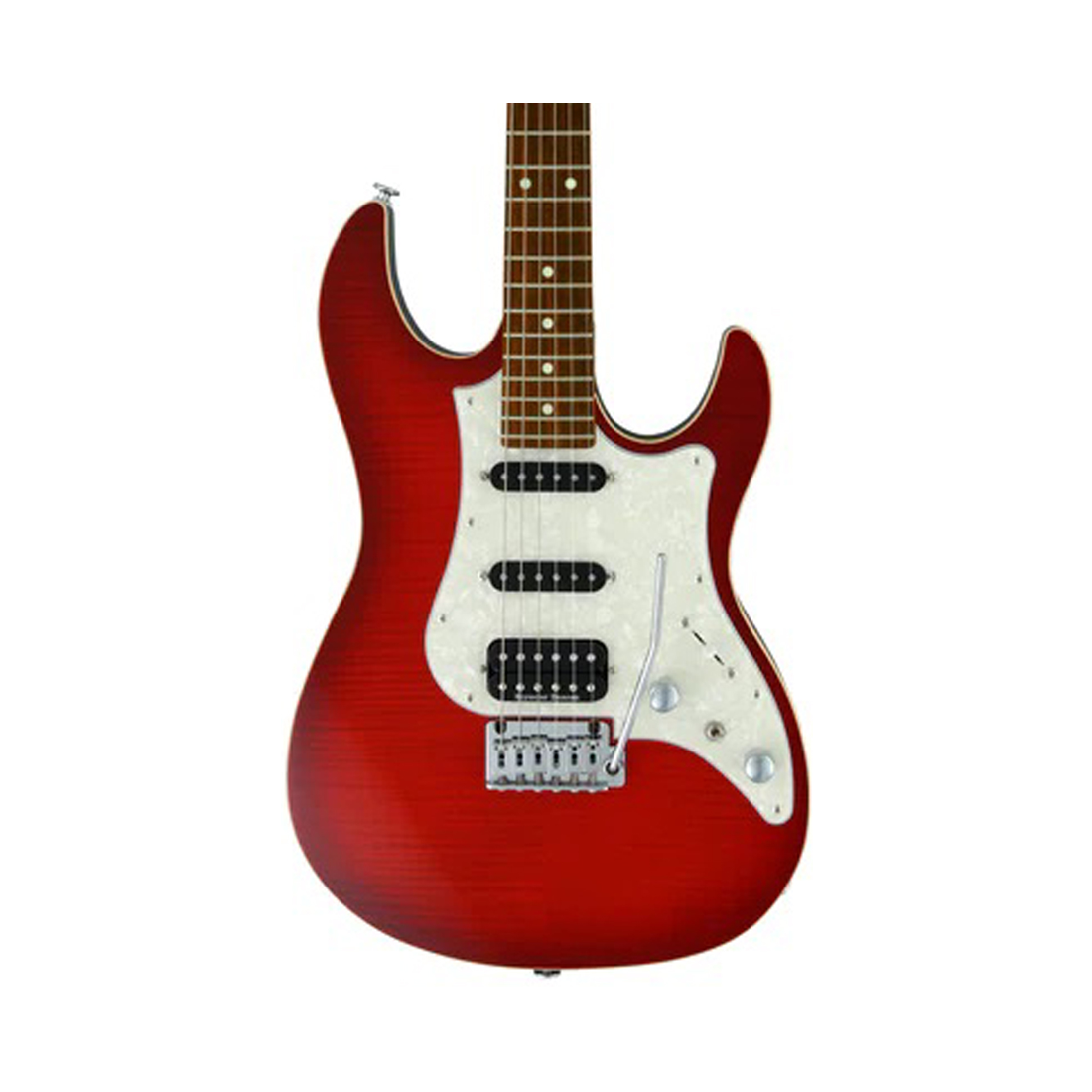 FGN JOS2-FM-G/TRT Odyssey Transparent Red Burst Electric Guitar with Gig Bag