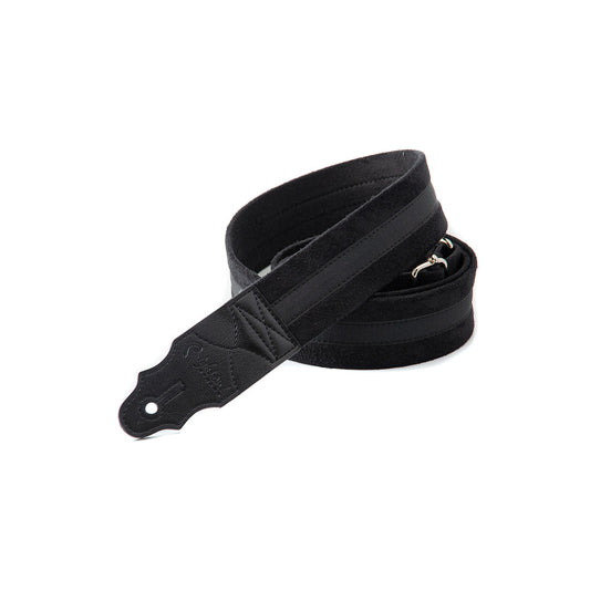 Right On Straps STANDARD PLUS Plain Black Guitar Strap