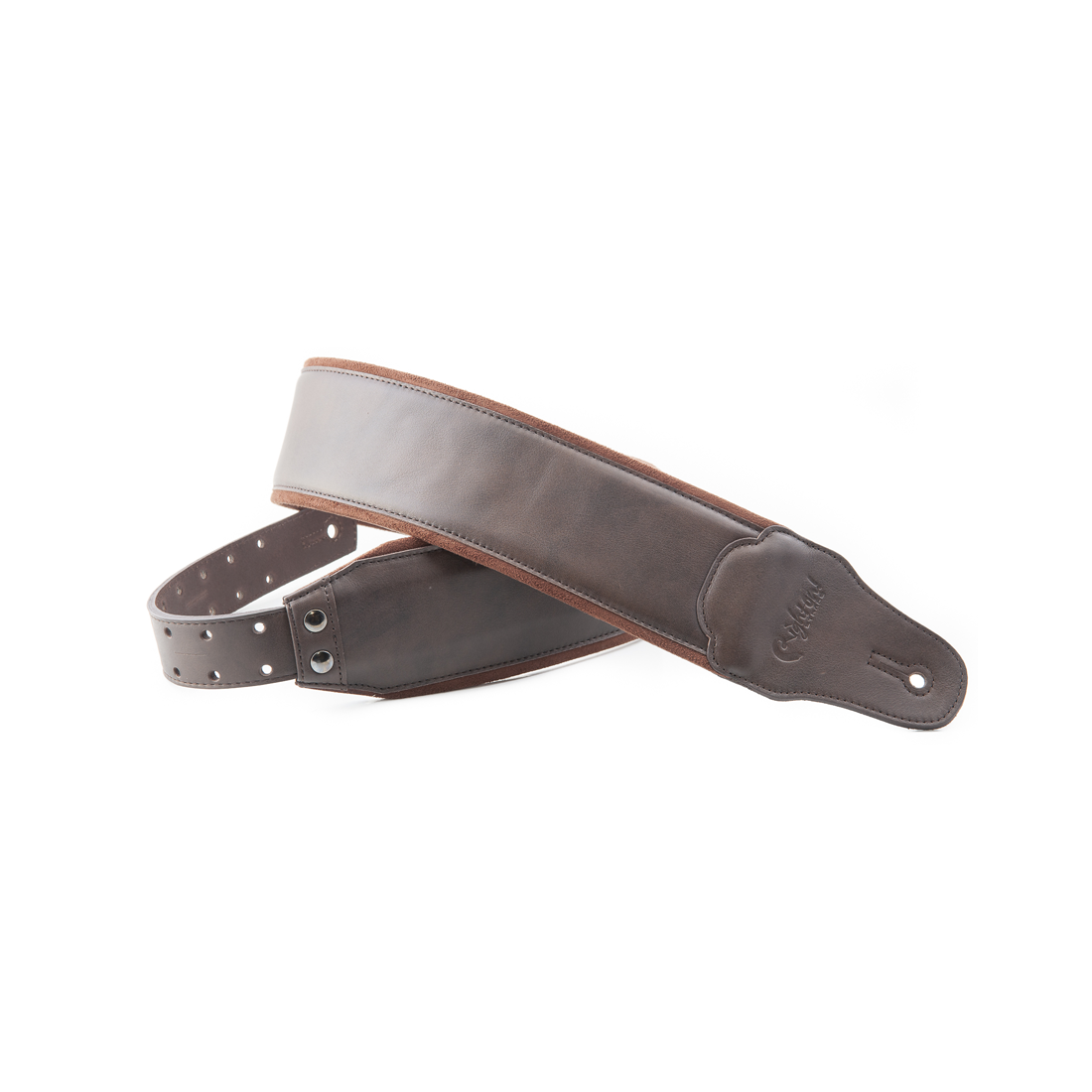 Right On Straps LEATHERCARFT Smooth Brown Guitar Strap