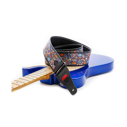 Right On Straps TALISMAN KASHMIR Blue Guitar Strap