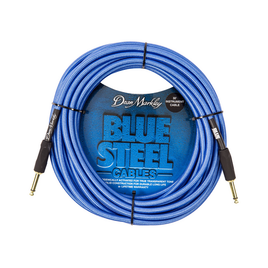 Dean Markley BSIN30S 30 Ft Instrument Cable Blue Woven Cryogenically Treated High Performance with Lifetime Guarantee