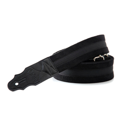 Right On Straps STANDARD PLUS Plain Black Guitar Strap