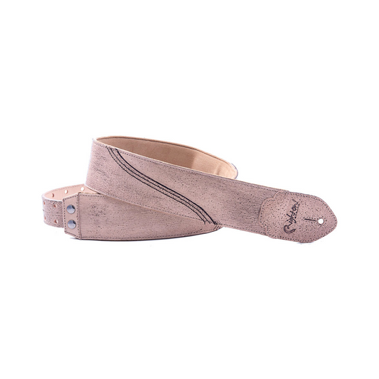 Right On Straps LEATHERCRAFT Freckled Beige Guitar Strap