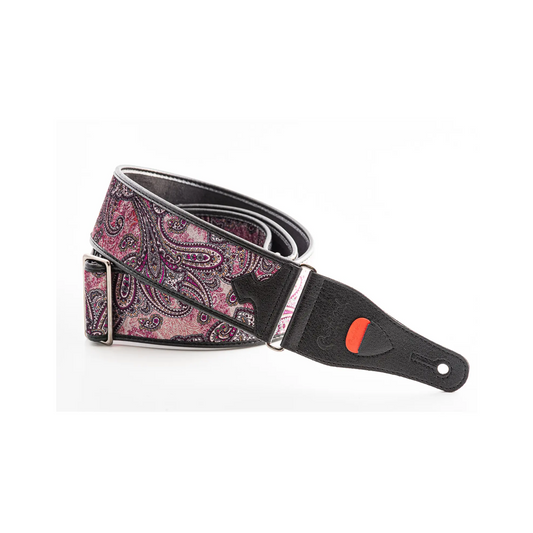 Right On Straps TALISMAN Paisley Velvet-60 Burgundy Guitar Strap