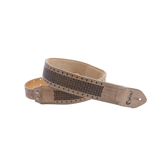 Right On Straps LEATHERCRAFT Granada Beige Guitar Strap