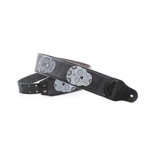 Right On Straps LEATHERCRAFT Sugar Black Guitar Strap