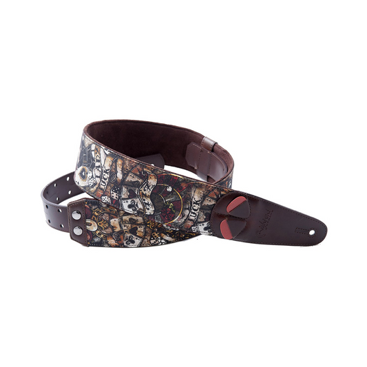 Right On Straps MOJO Lady Luck Brown Guitar Strap