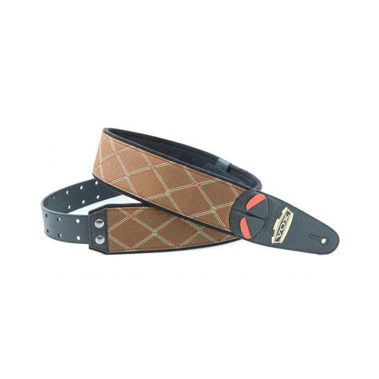 Right On Straps MOJO VOX Logo Brown Guitar Strap